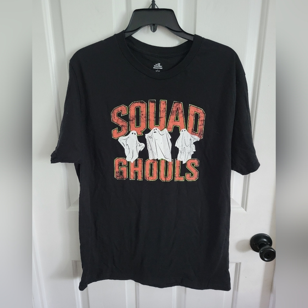 "Squad Ghouls” Halloween Ghost Novelty Black T-Shirt, Celebrate! Size Large